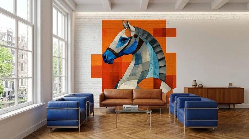 Apartment: Bauhaus horse on white brick