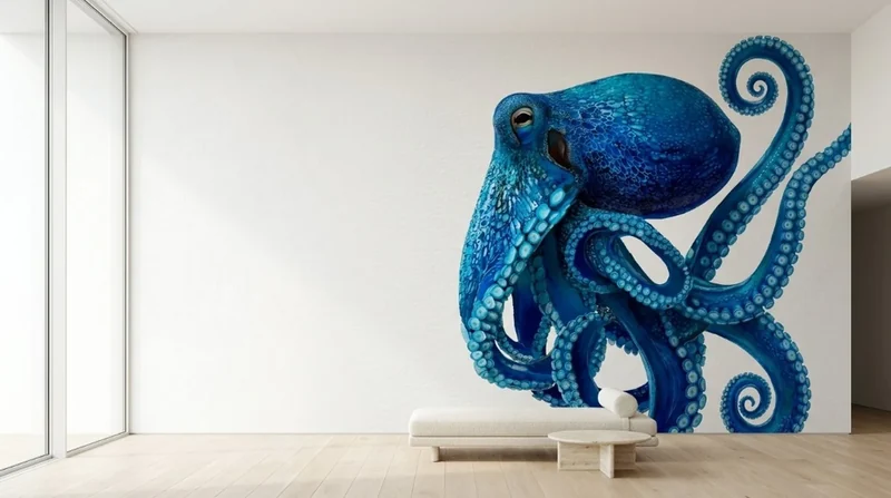 Lounge: Engraved blue octopus