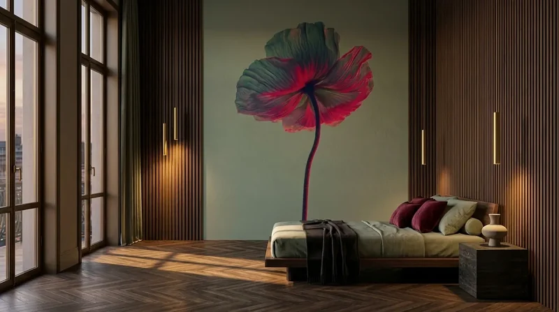 Suite: Red poppy on plaster