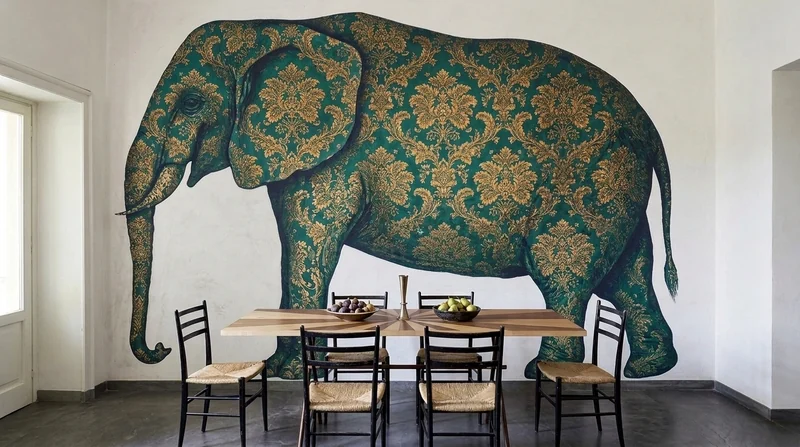 Dining room: Green botanical elephant