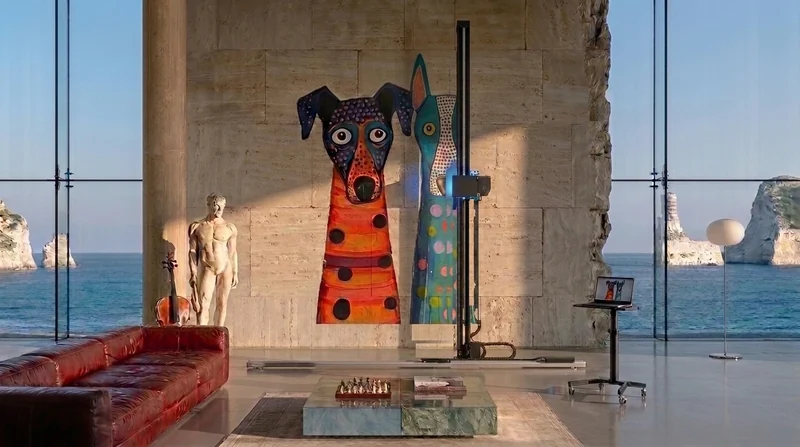 Live print: Printing pop art dogs on stone