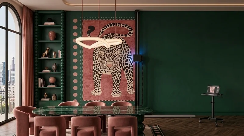 Live print: Printing leopard dining mural