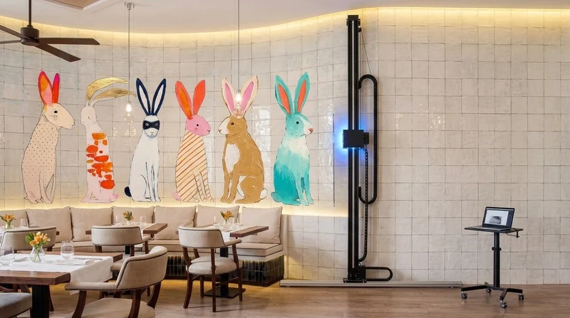 Live print: Printing rabbits on glazed tile
