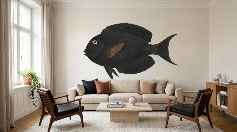 Living room: Black surgeonfish on plaster