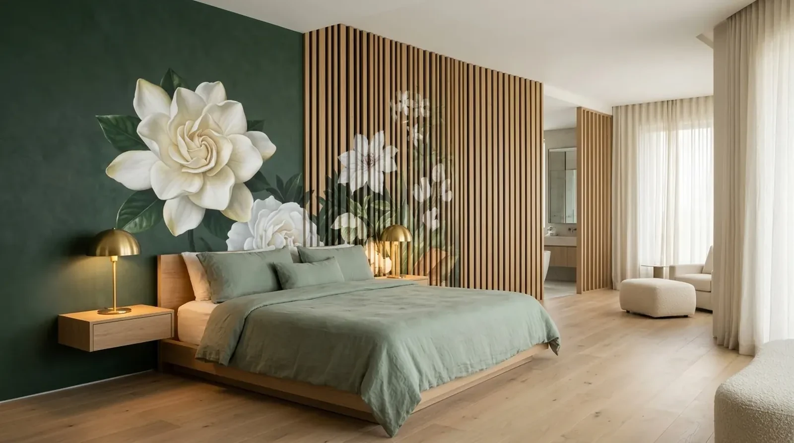 Bedroom: Magnolia on plaster and wood