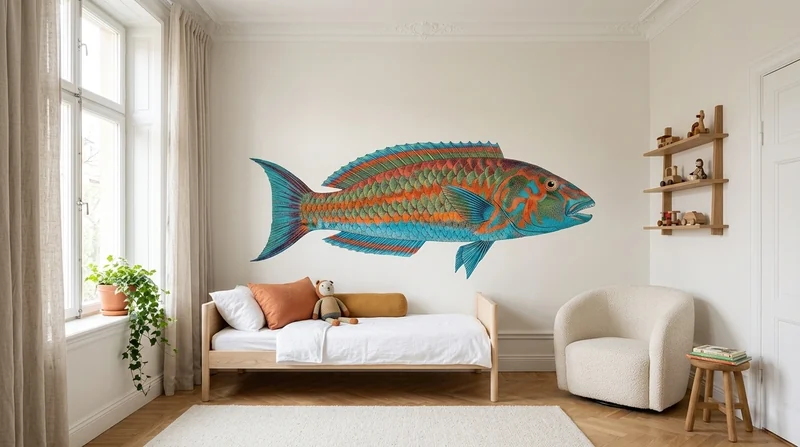 Bedroom: Rainbow wrasse on plaster