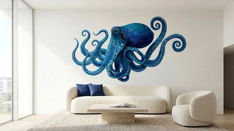 Penthouse: Turquoise octopus on white