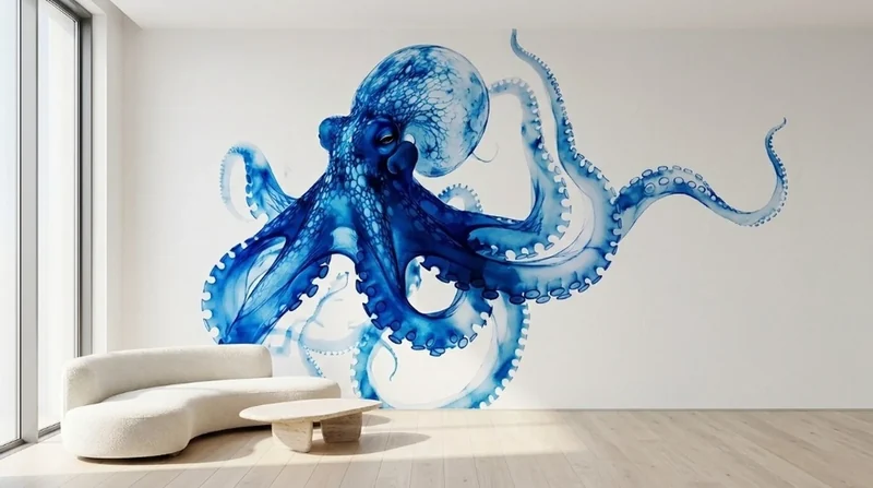 Penthouse: Watercolour octopus on plaster
